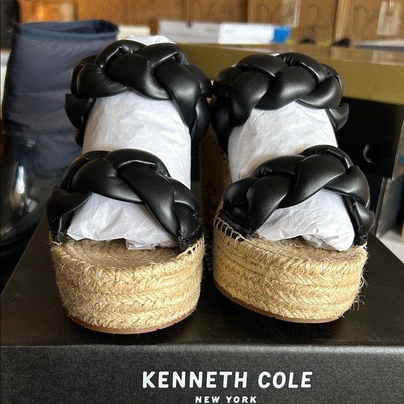 Kenneth Cole Black Braided Wedge Sandals - Picture 2 of 4